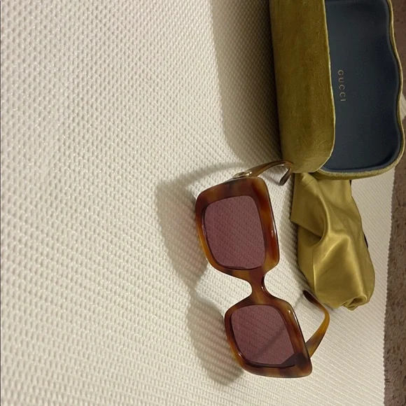 Gucci Brown Sunglasses with Green Case Gucci Sunglasses GG1716S 004 Shiny Dark Green - eye-oo.com main image 4